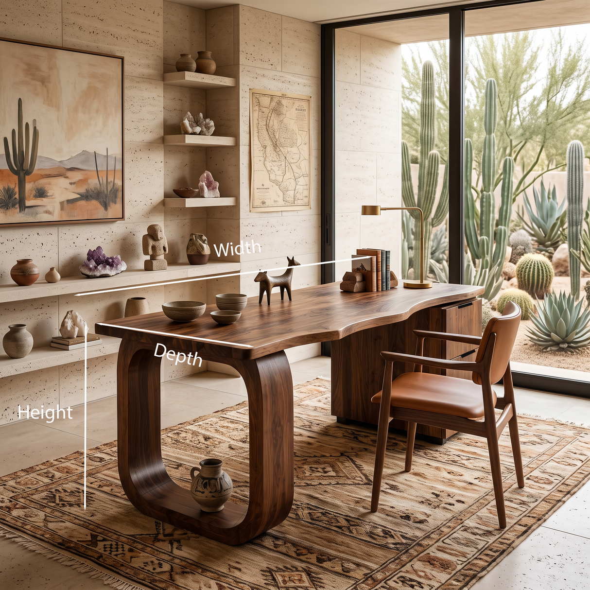 Contemporary Wooden Desk With Shelves And Drawers For Home Office