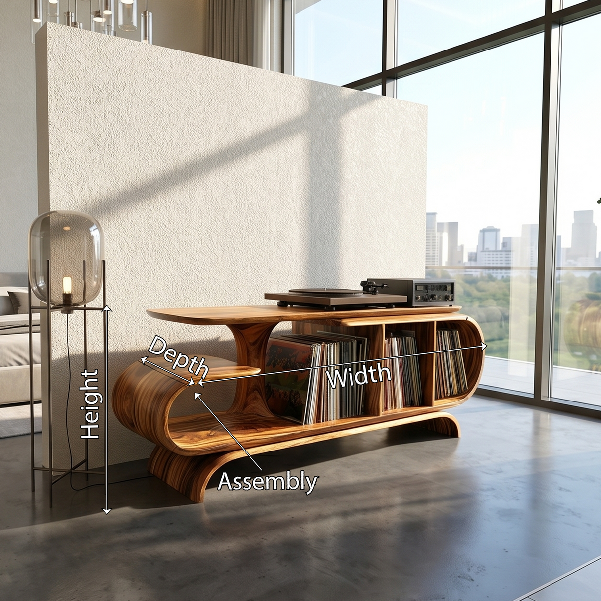 Organic Wave Vinyl Record Cabinet Modern Loft