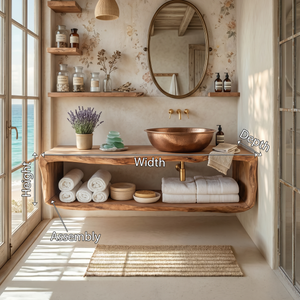 Handcrafted Wooden Vanity For Bathroom Natural Look