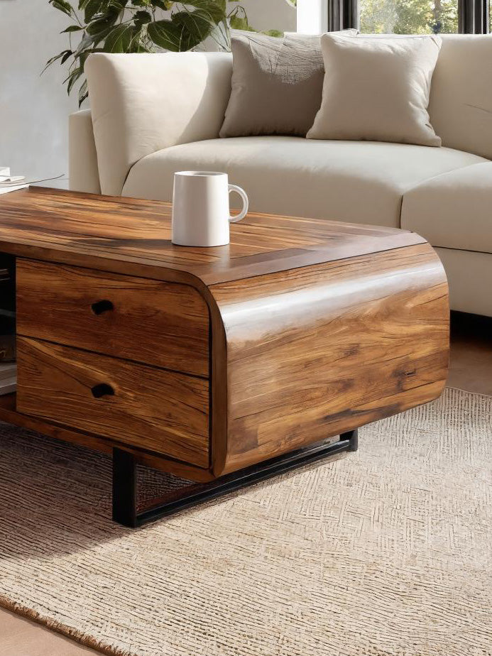 Contemporary Coffee Table With Drawer And Open Shelf For Interior