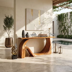 Modern Live Edge Console Table Artistic Solid Wood For Entryway Decor