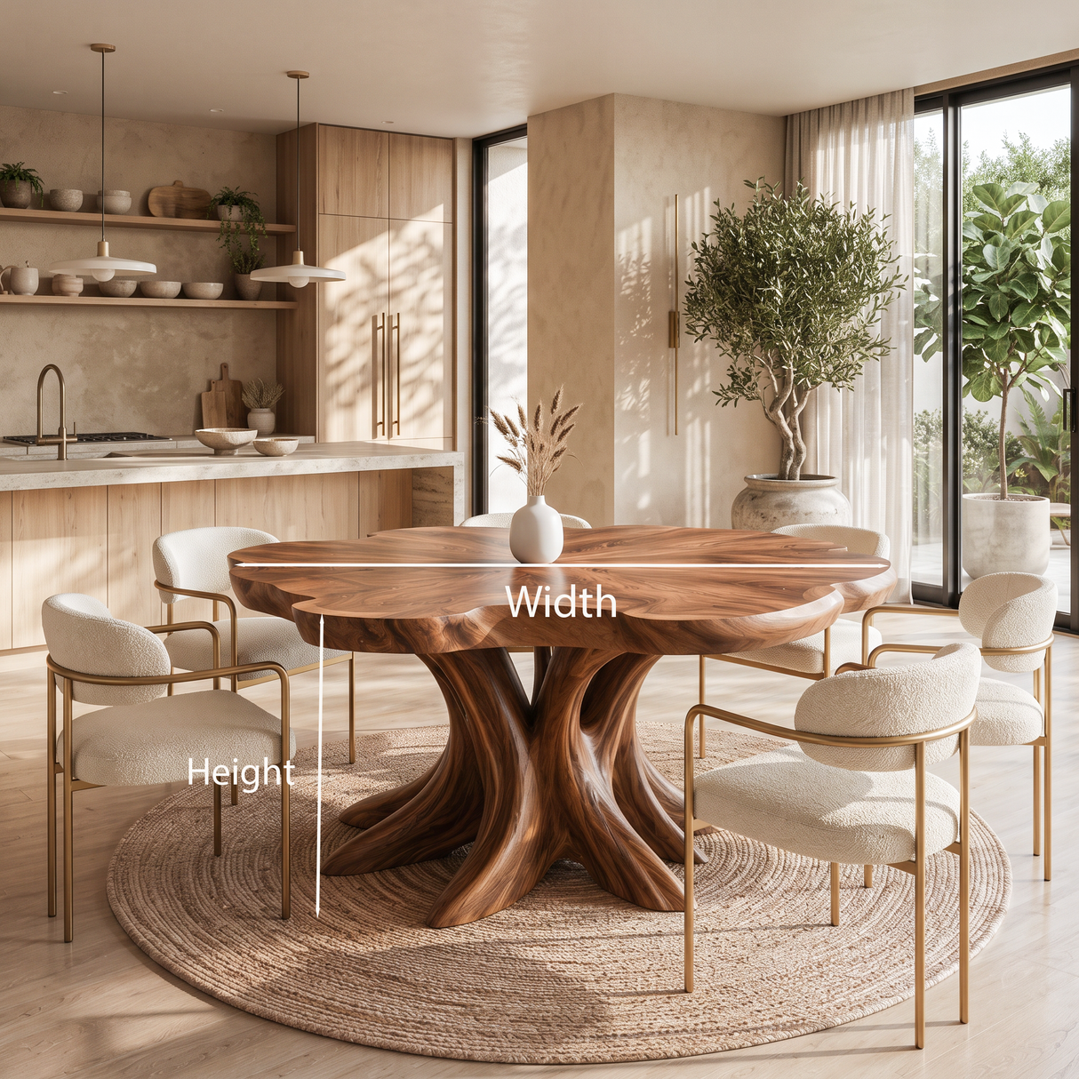 Scandinavian Wooden Dining Table For Open Concept Dining Room
