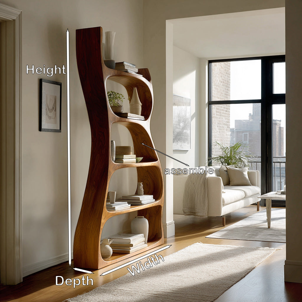 Elegant Natural Wood Standing Shelf For Entryway Display Decor