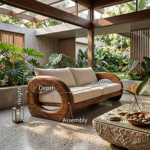 Tropical Organic Wooden Sofa Resort Lounge Space