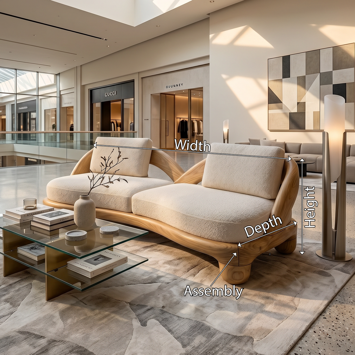 Modern Wooden Accent Sofa For Luxury Commercial Lobby Seating