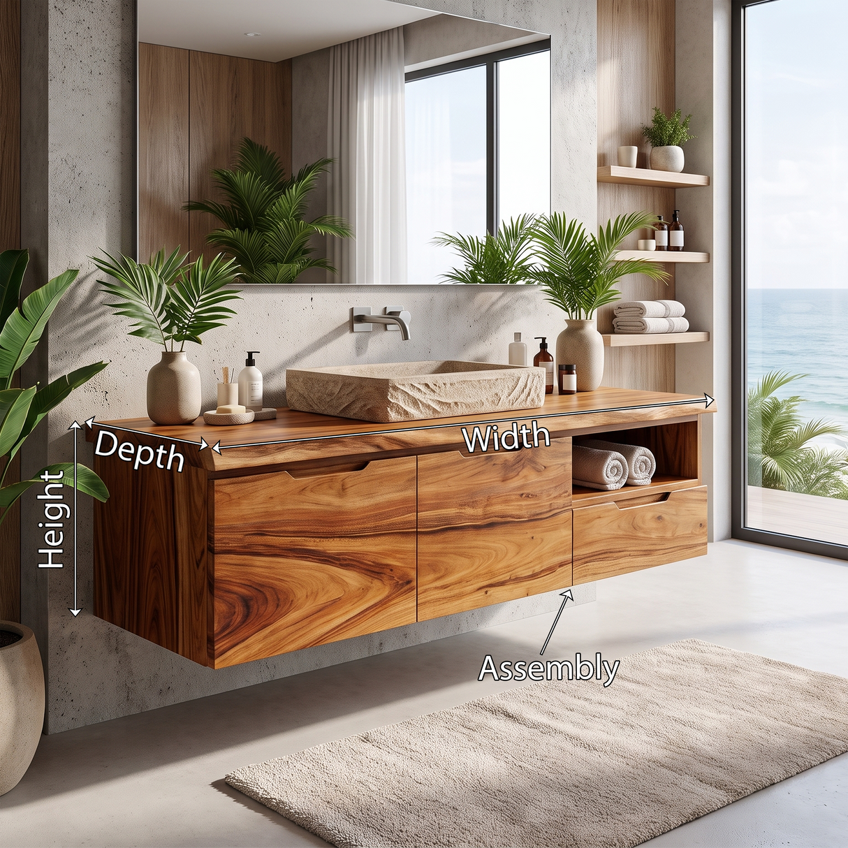 Luxury Wood Bathroom Vanity Coastal Beach House