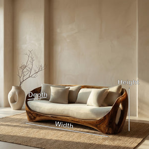 Sculptural Wooden Frame Sofa For Modern Living Room