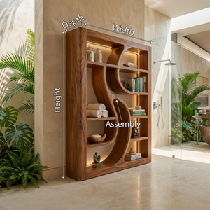 Luxury Wooden Bookshelf Featuring Ambient LED Shelving
