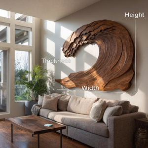 Organic Carved Wave Wall Art Above Sofa For Living Room