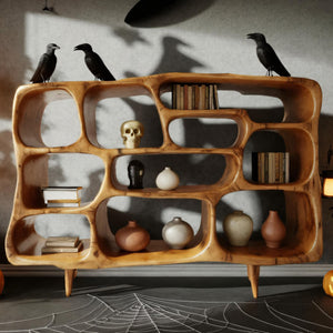 Rustic Halloween Artistic Wood Bookcase For Living Room Or Office