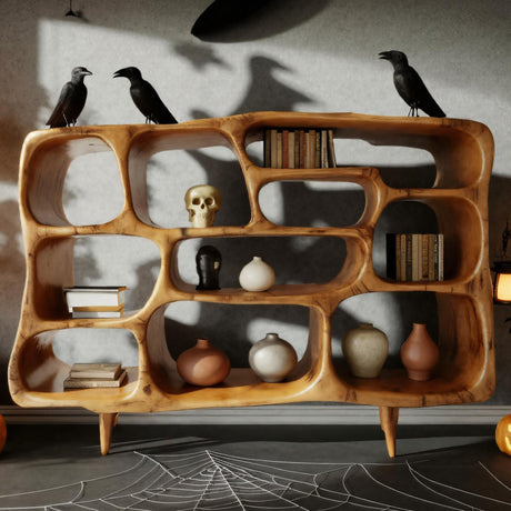 Rustic Halloween Artistic Wood Bookcase For Living Room Or Office