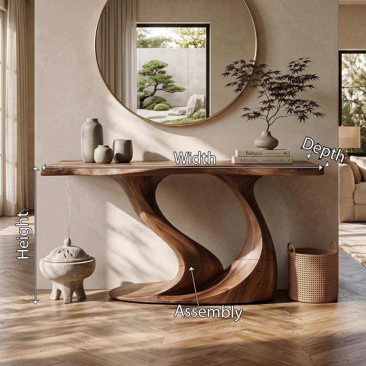 Contemporary Wave Base Console Table Luxury Hallway