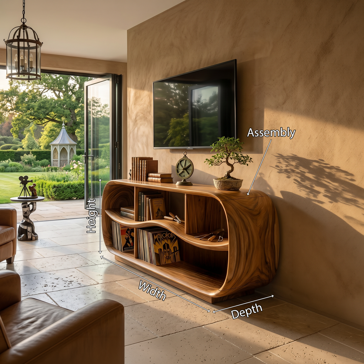 Contemporary Rounded TV Console For Open Living Space