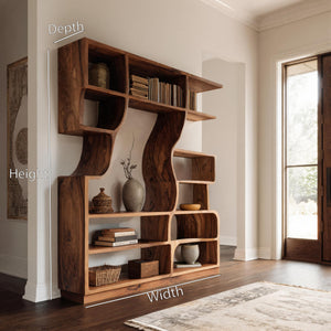 Artisan Carved Bookshelf For Modern Interior