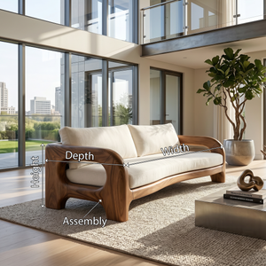 Contemporary Solid Wood Sofa With Architectural Frame For Modern Home