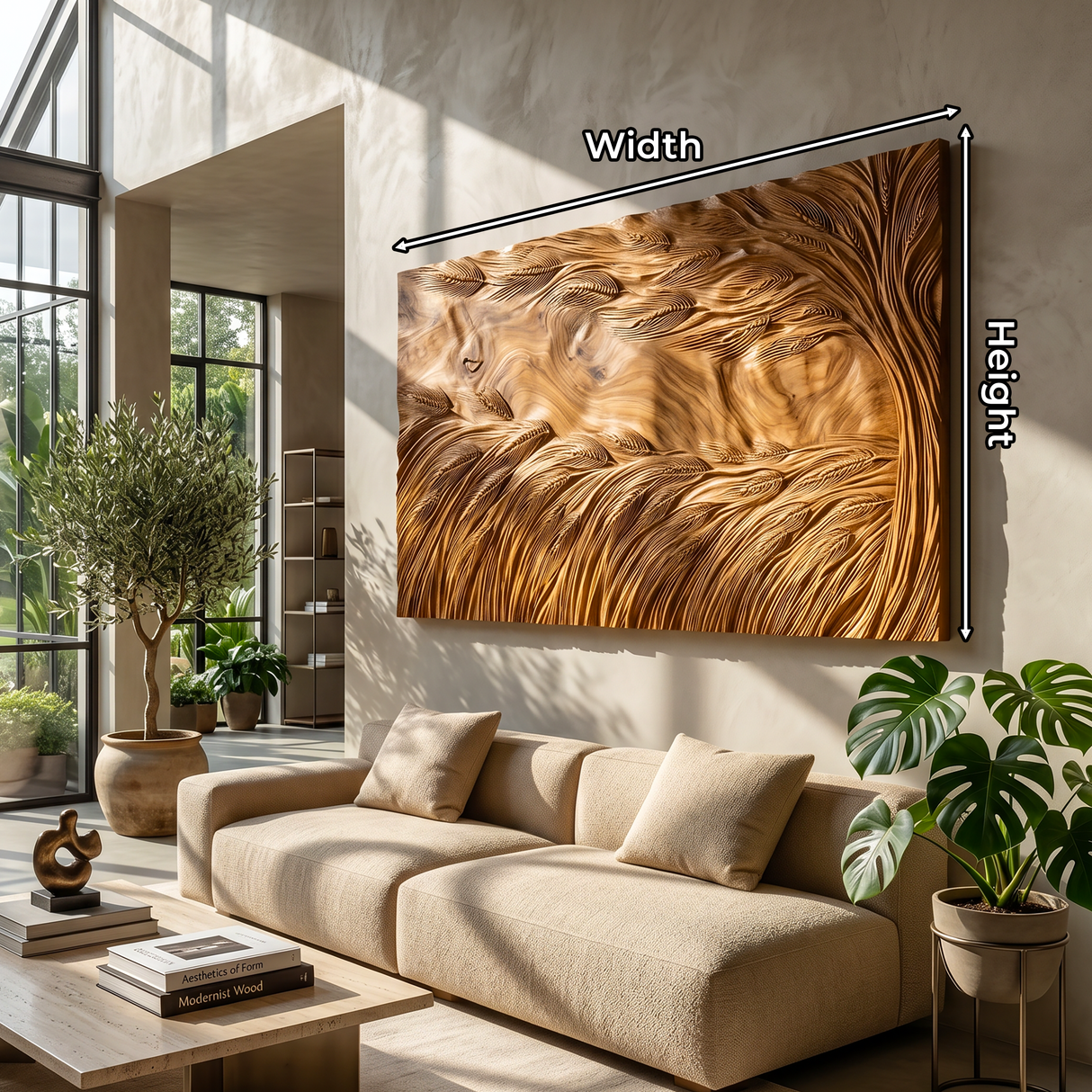 Sculptural Wall Art With Wave Texture For Living Room