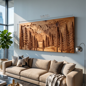 Luxury Carved Pine Forest Wood Wall Art Lodge Interior Decor