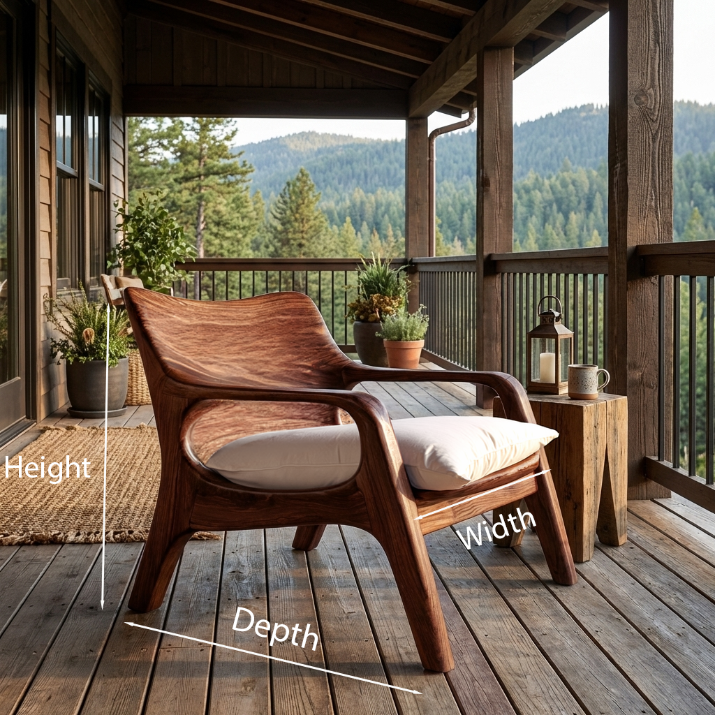Modern Natural Wood Chair Curved Arm Design For Home