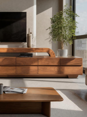 Modern Sculpted TV Console With Open Frame For Living Room