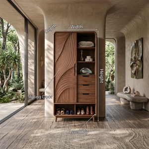 Mid Century Curved Profile Closet For Modern Bedroom Space