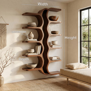 Organic Sculpture Wooden Wall Mounted Shelf For Living Room