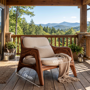 Organic Natural Wood Chair For Home Balcony