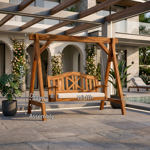 Mediterranean Wooden Swing Bench Villa Patio