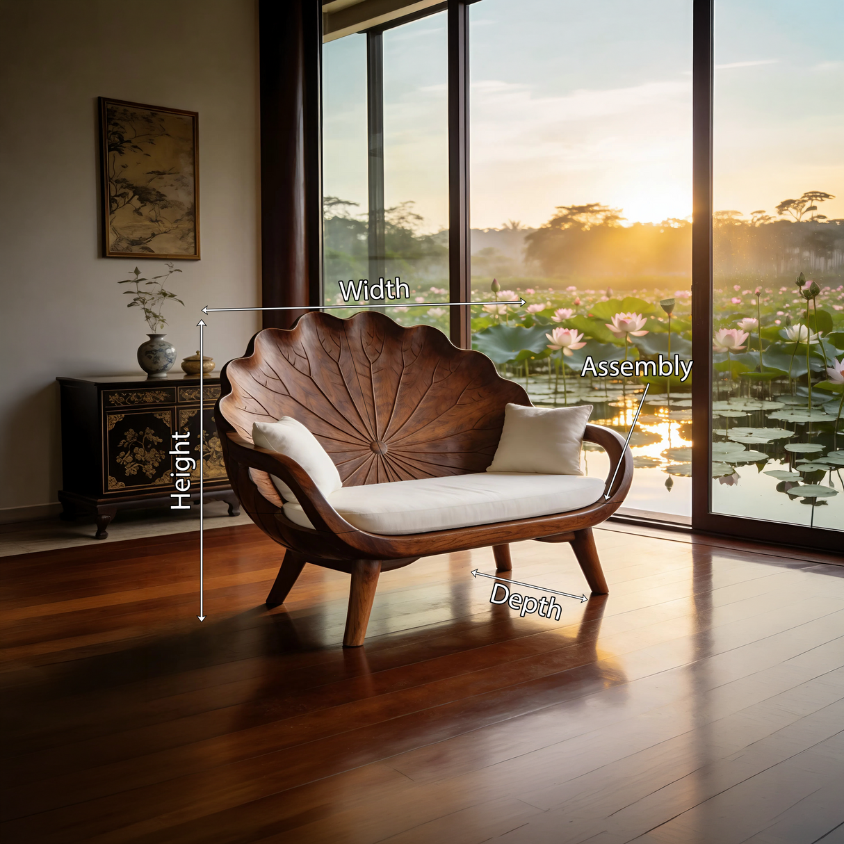 Contemporary Lotus Leaf Back Bench For Veranda Interior Area