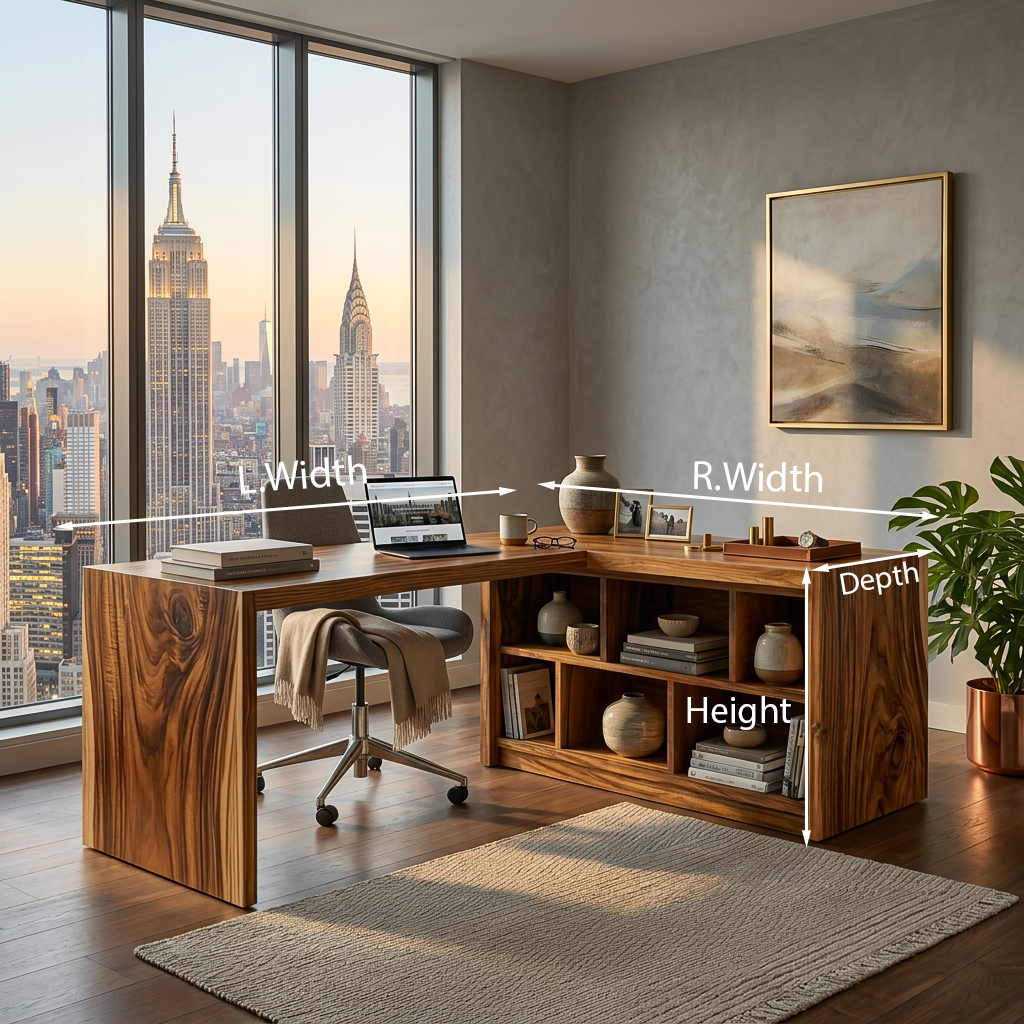 Modern Wooden Desk With Shelves For Home Office