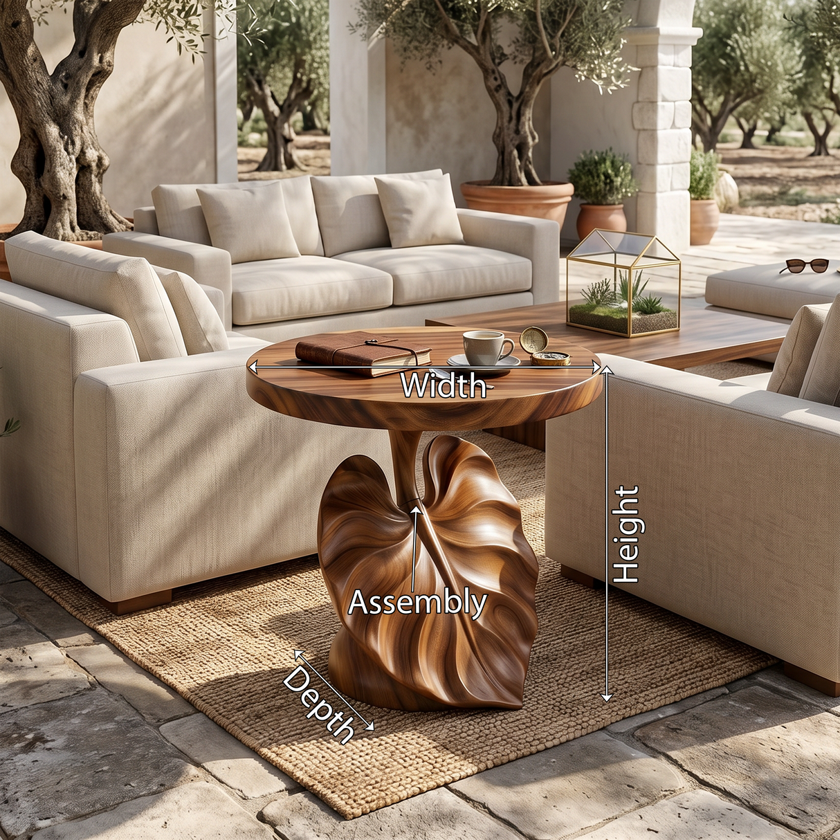 Mediterranean Sculptural Accent Table Courtyard Patio