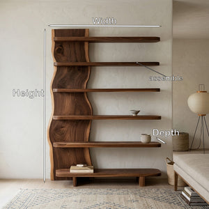 Modern Organic Wooden Standing Shelf For Lounge Area