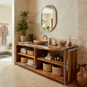 Mid Century Wooden Vanity Cabinet For Guest Bath