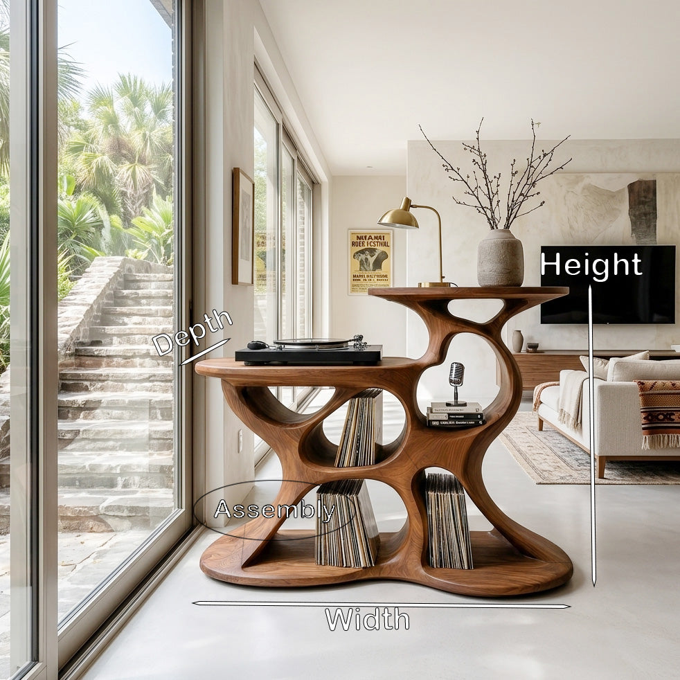Modern Record Player Cabinet Sculptural Design For Living Room
