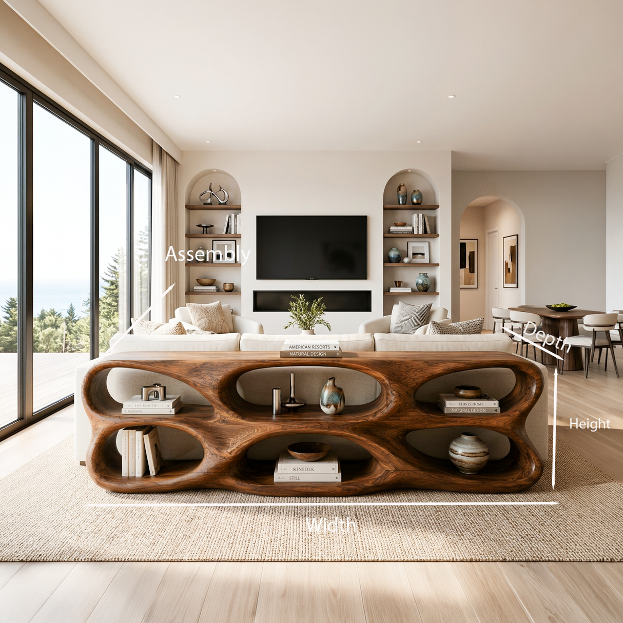 Organic Sculptural Console Table For Designer Entryway