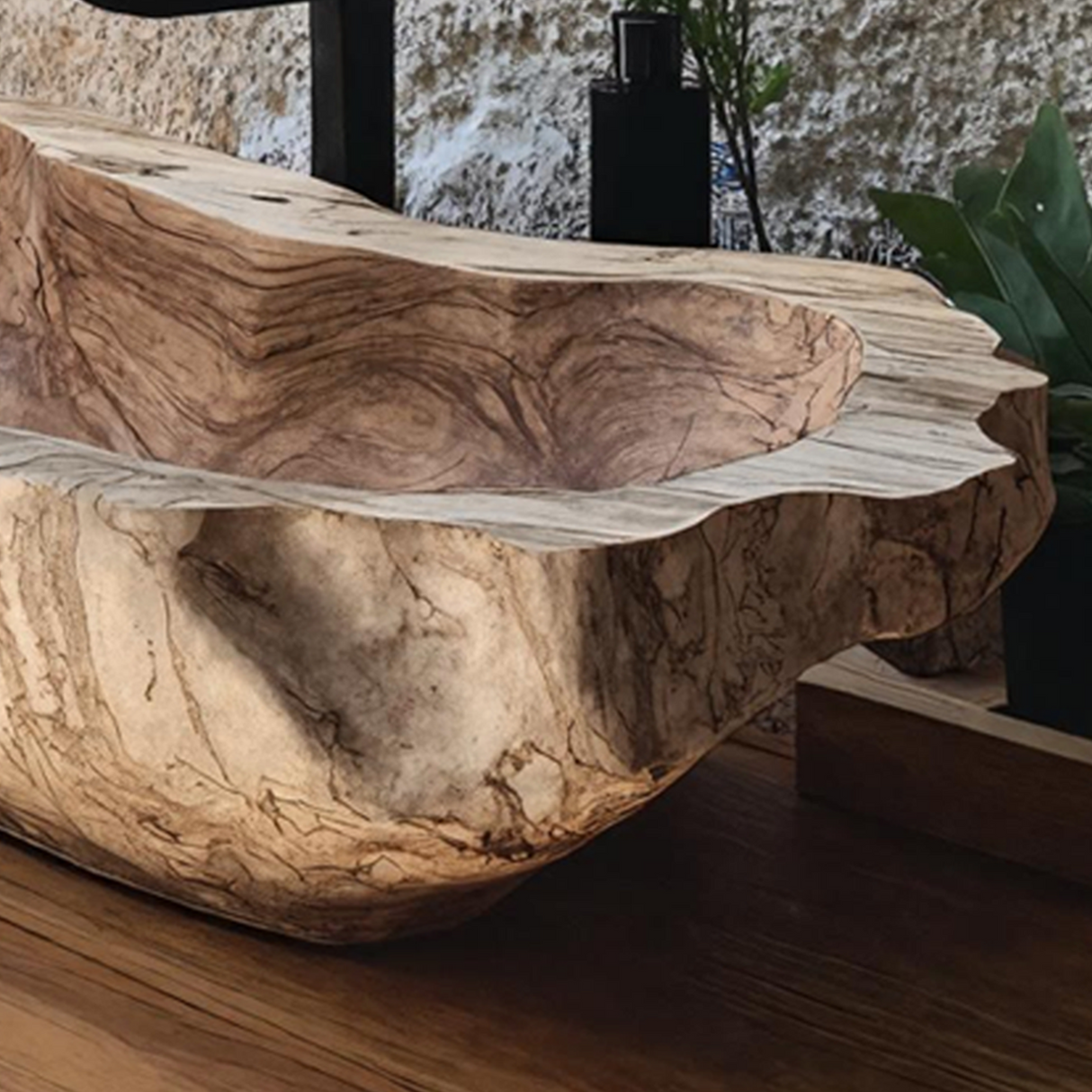 Mid Century Wood Wash Basin For Bathroom Interior Design