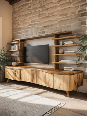 Modern TV Stand With Sculpted Storage For Living Room