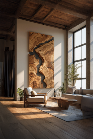 Mid Century Wooden Wall Art Sculpture For Entryway