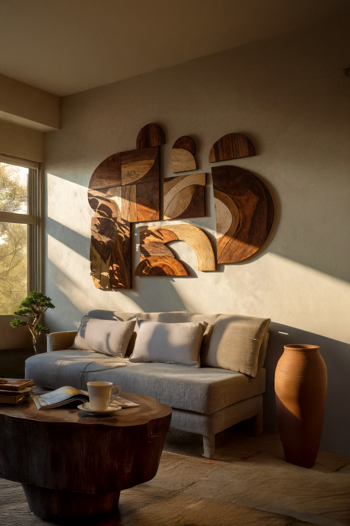 Mid Century Solid Wood Wall Art For Furniture Decor