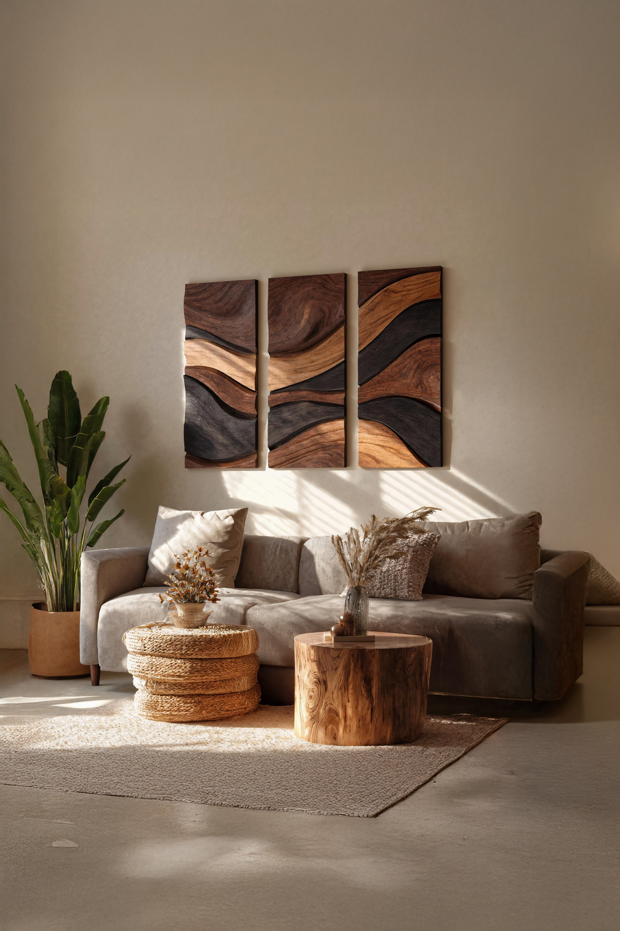 Modern Solid Wood Wall Art For Contemporary Living Room