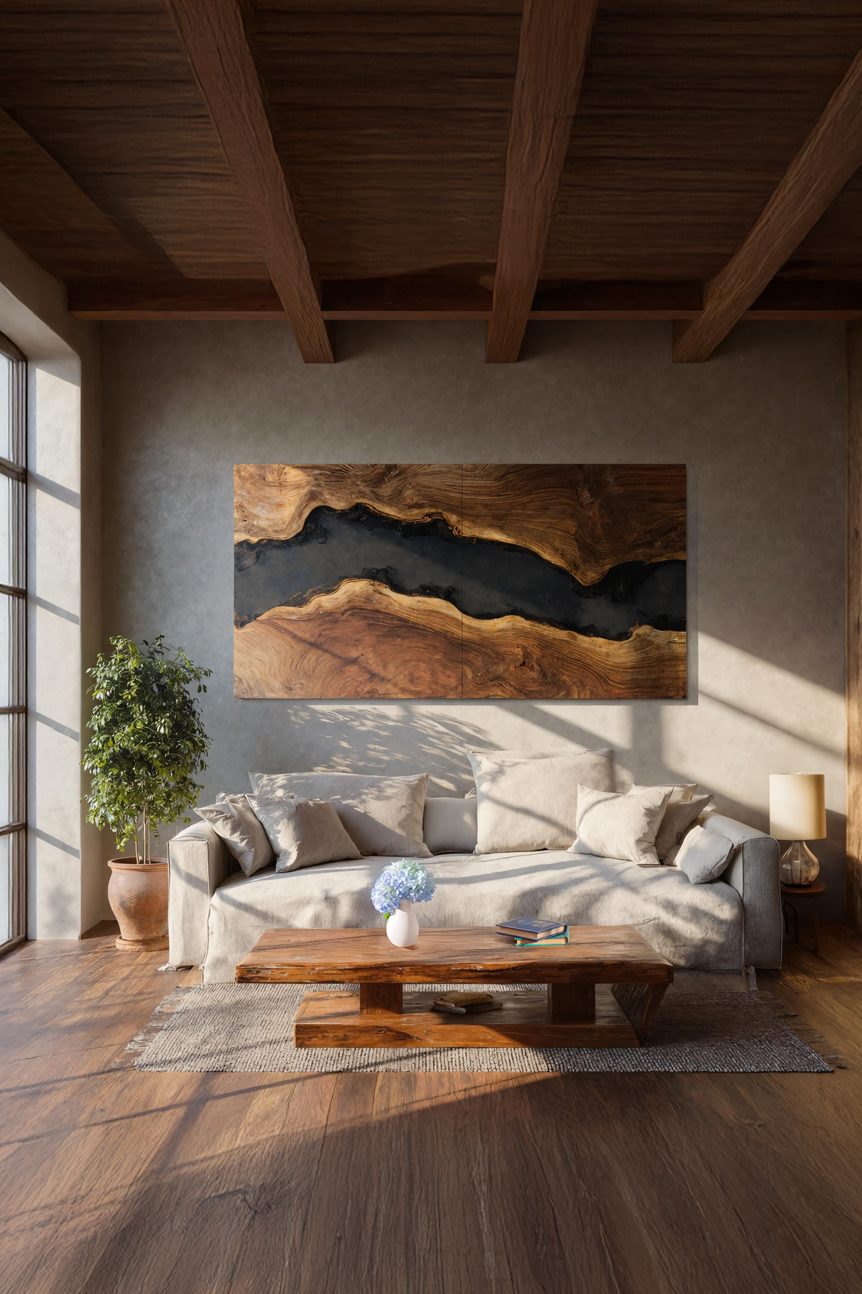 Modern Solid Wood Wall Sculpture For Bedroom Decor