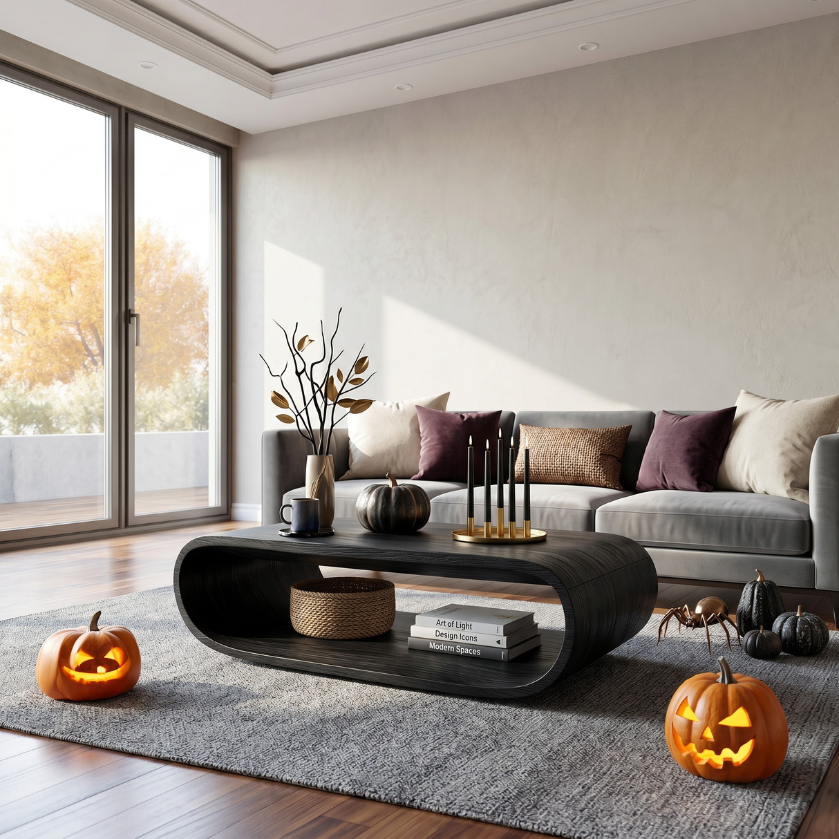 Mid Century Wooden Live Edge Coffee Table For Living Room Halloween Decor