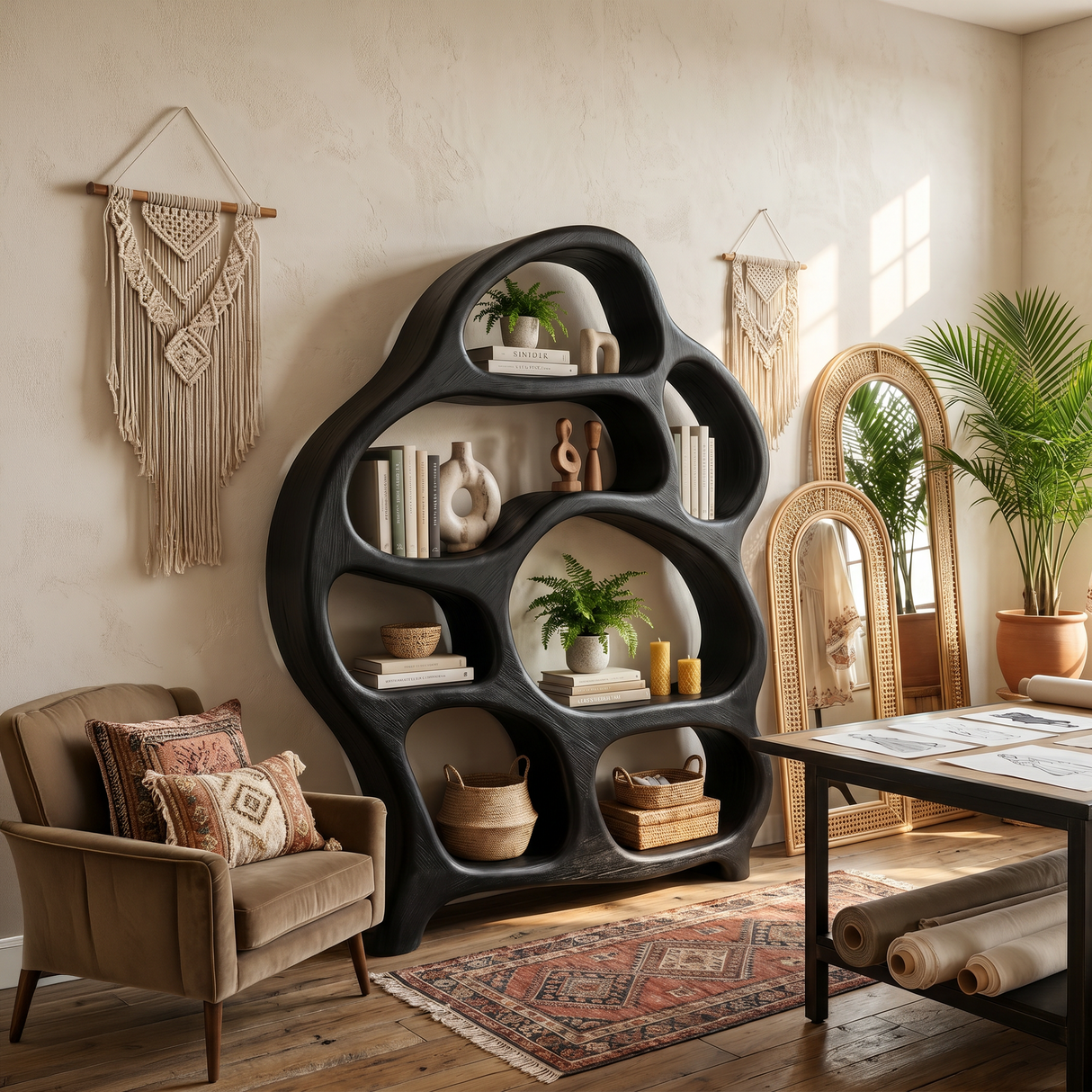 Mid Century Open Bookshelf For Living Space