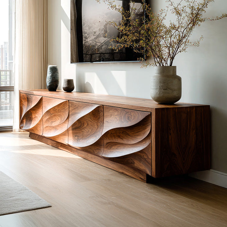 Modern Organic Wood TV Cabinet For Living Room