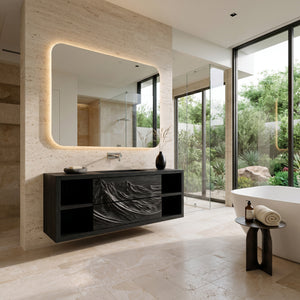 Luxury Mountain Carved Floating Bathroom Vanity For Spa Bathroom
