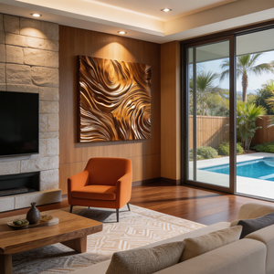 Rustic Abstract Wood Wall Art For Warm Living Room Decor