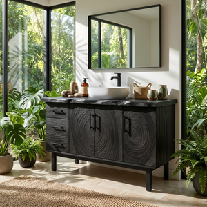 Tropical Natural Wood Vanity For Outdoor Bathroom