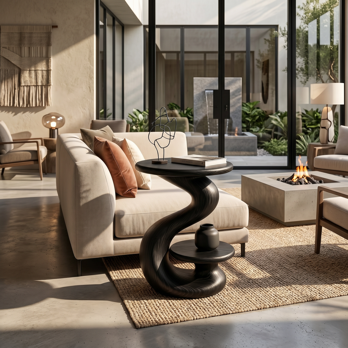 Organic Sculptural Side Table Luxury Garden Retreat