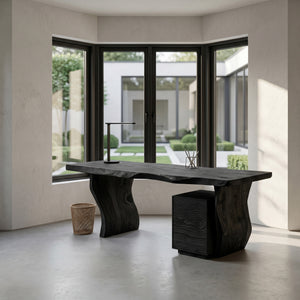 Modern Curved Wooden Desk For Elegant Home Office
