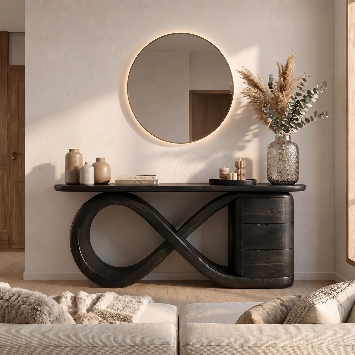 Modern Wave Base Console Table Luxury Bedroom