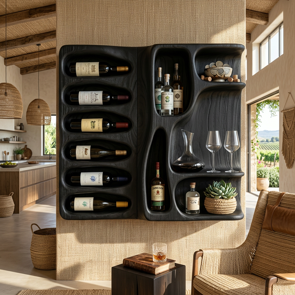 Modern Mountain Silhouette Wine Holder For Living Room